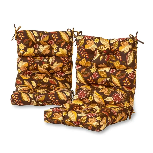 Greendale Home Fashions Outdoor High Back Chair Cushion (Set of 2) - Timberland Floral, 44 x 22 x 5 In