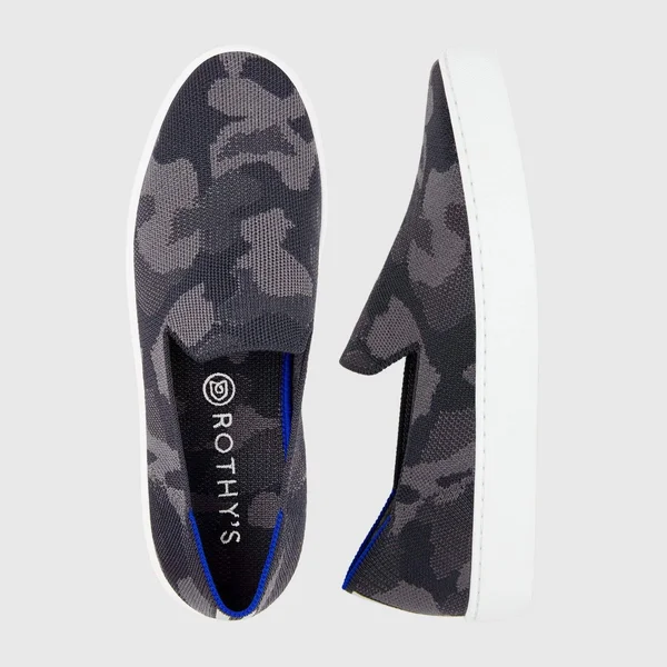 Rothy&s Grey Slip-On Sneakers, Grey Camo, Size 9