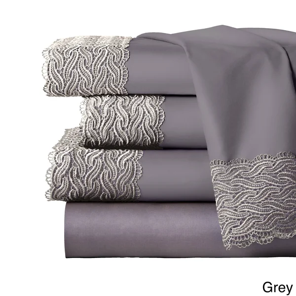 Pointehaven 300 Thread Count Lace Sheet Set - Ecru - Twin