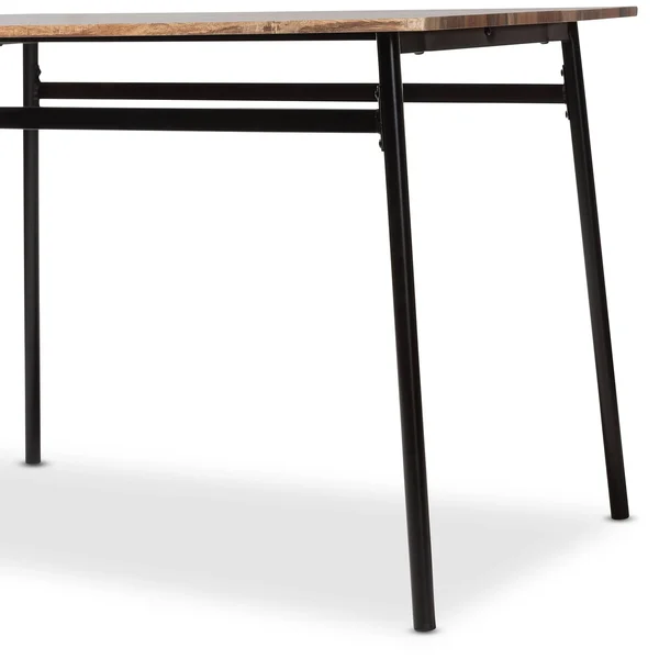 Baxton Studio Darcia Rustic & Industrial Brown Wood Finished Matte Black Frame 5-Piece Dining Set