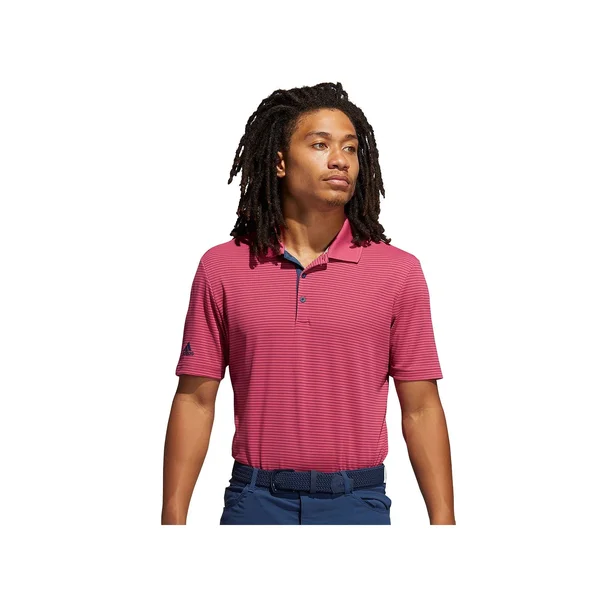 Adidas Men's Two-Color Club Stripe Polo Size 2XL - Wild Pink/Crew Navy