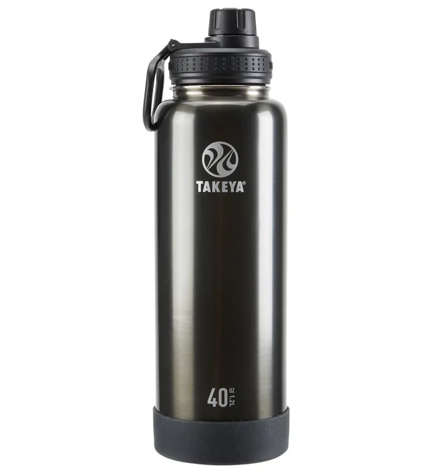 Takeya Actives Insulated Stainless Steel Water Bottle, Gray, 40 oz