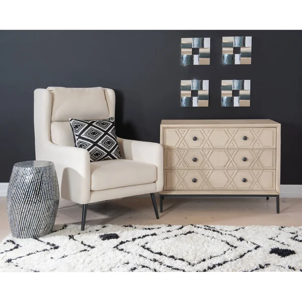 Prague Capiz Zebra Mosaic Drum Table (Black)