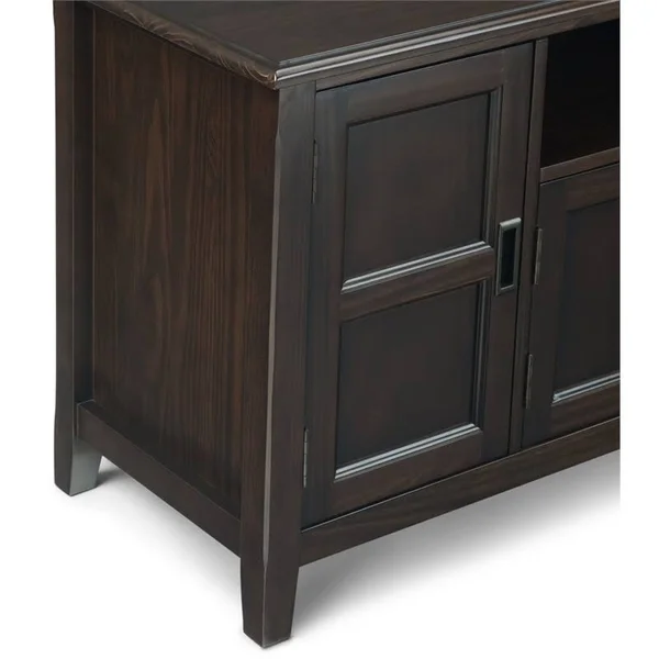 Simpli Home Burlington Farmhouse Solid Wood 72x22 TV Media Stand - Mahogany Brown