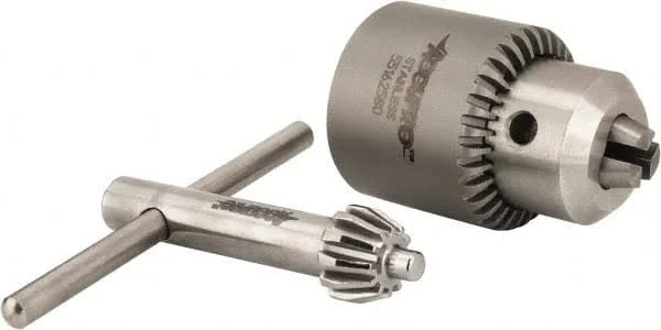 Accupro 3/8-24 - 0.51 to 7.39mm Capacity, Threaded Mount Stainless Steel Drill Chuck - Keyed, 28.4mm Sleeve Diam, 40mm Open Lengt