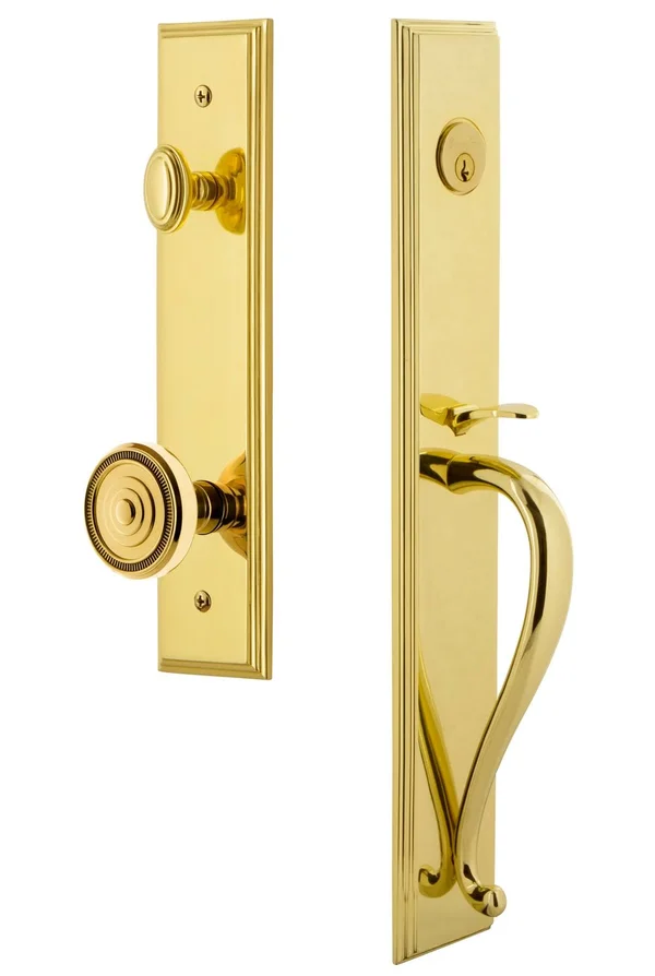 Grandeur Carre' One-Piece S Grip and Soleil Knob-Lifetime Brass