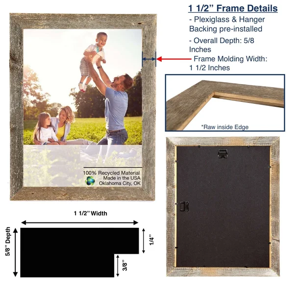 14x22x17x22 Rustic Espresso Picture Frame with Plexiglass Holder - 14x22 x 17x22
