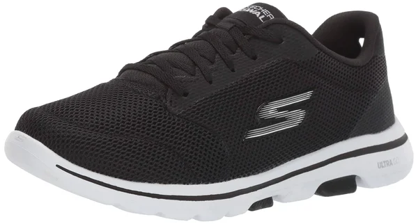 Skechers Women's GOwalk 5 Lucky Sneaker, Black/White