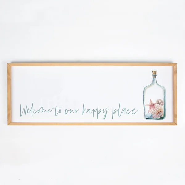Welcome to Our Happy Place Framed Art - 45.75X16.75
