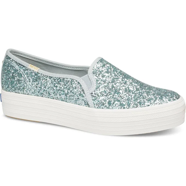Keds x Kate Spade New York Triple Decker Platform Glitter Sneakers - Light Blue 085M