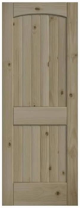 EightDoors 36-in x 80-in 2-Panel Arch Top Solid Core Unfinished Pine Wood Slab Door