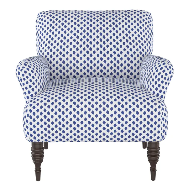 Contemporary White and Blue Upholstered Accent Chair