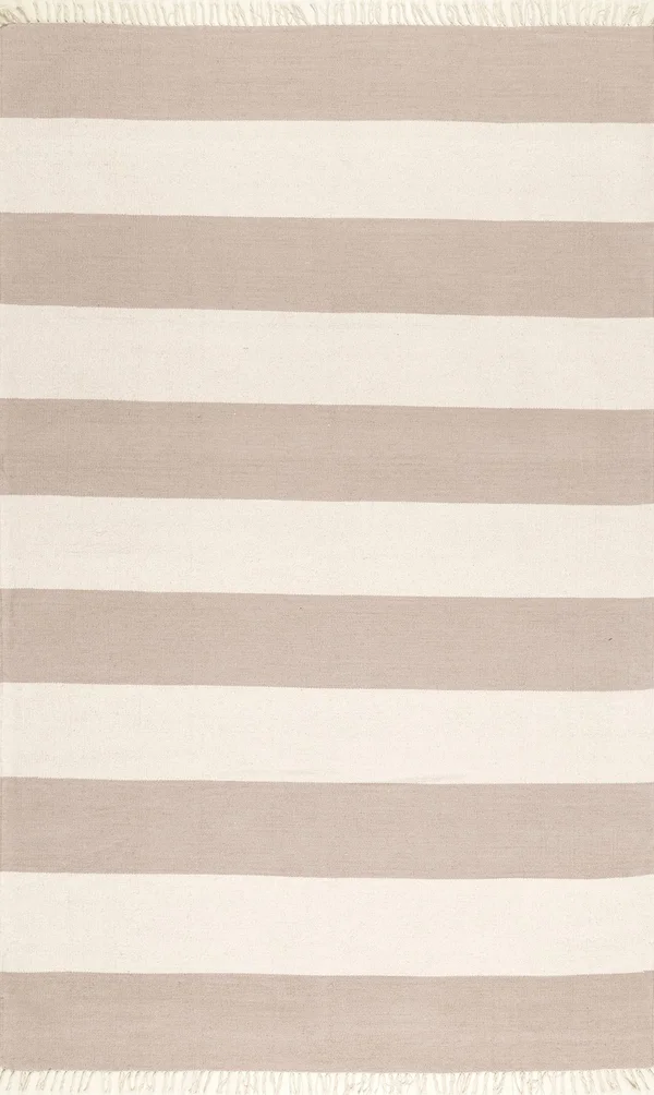 nuLOOM Rugs Ashlee Striped Flatweave Beige 7& 6x22 x 9& 6x22 Area Rug