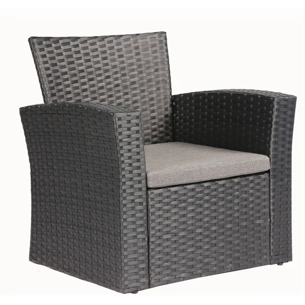 Baner Garden Outdoor Furniture Complete Patio Wicker Rattan Set, Black, 4-Pieces