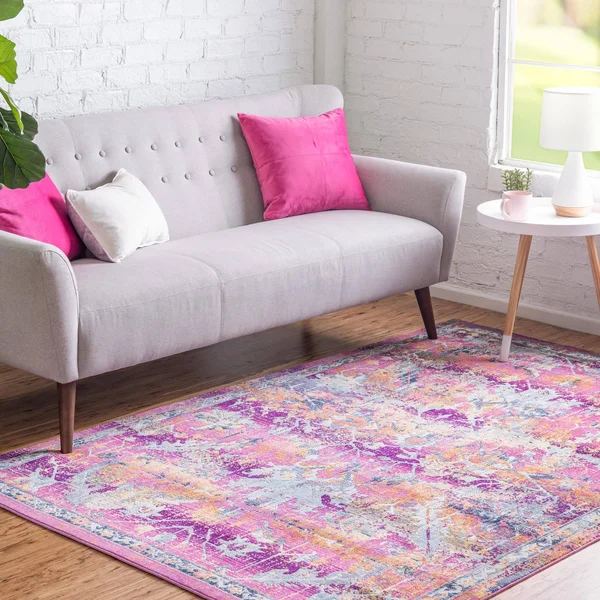 Budapest 4x6 Fuchsia Abstract, Bohemian, Floral, Geometric Area Rug