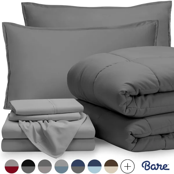 Premium 1800 Series Microfiber Bed in A Bag by Bare Home, Size: Queen, Black