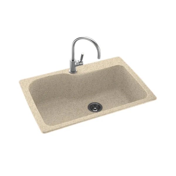 Swanstone Dual Mount Composite 33x22x10 in. 1-Hole Single Bowl Kitchen Sink in Bermuda Sand