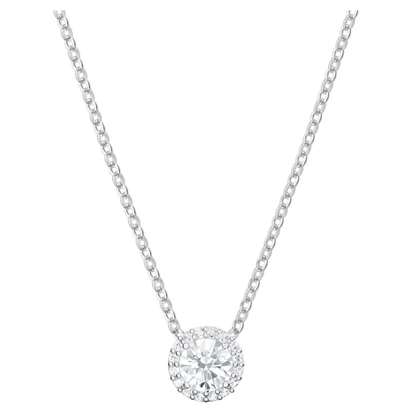 Swarovski Angelic Round Pendant - White, Rhodium Plated
