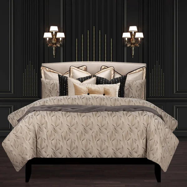 F. Scott Fitzgerald Fine Point Sable Luxury Bedding Set - Size: Full, Beige