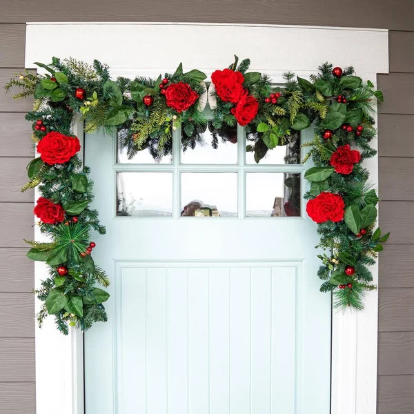 TreeKeeper 9 ft. Pre-Lit LED Red Peonies and Berry Garland