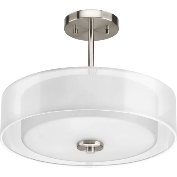 Progress Lighting P3694-09 Invite Semi Flush Mount Light, Brushed Nickel