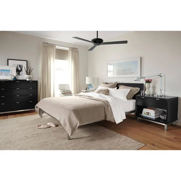 Room & Board - Modern Copenhagen One-Drawer Nightstand Made from White Wood, Aluminum Pulls w/ Stainless Steel Frame Base
