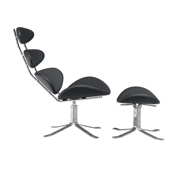 Fine Mod Imports Crono Chair and Ottoman - White