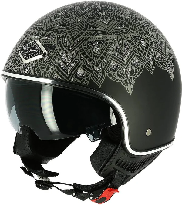Astone Mini 66 Mandala Jet Helmet Black Matt XL