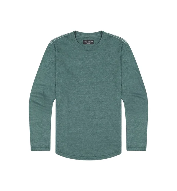 Goodlife Tri-Blend L/S Scallop Crewneck T-Shirt, Jungle Green