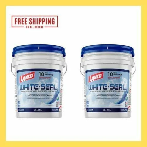 Lanco Elastomeric White Seal Roof Coating Acrylic Sealer Waterproof Cool 5 Gallon