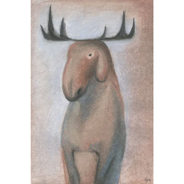 Marmont Hill 'Happy Moose' Painting Print on Wrapped Canvas, Brown