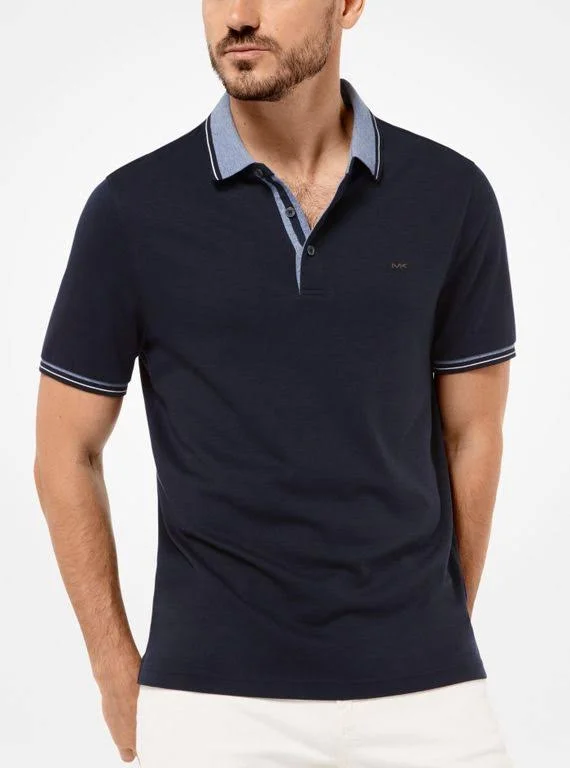 Michael Kors Greenwich Cotton Polo Shirt CB95FY220B - Xs, Blue