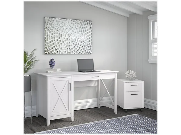 Bush Furniture Key West 54W Computer Desk with Storage and 2 Drawer Mobile File Cabinet