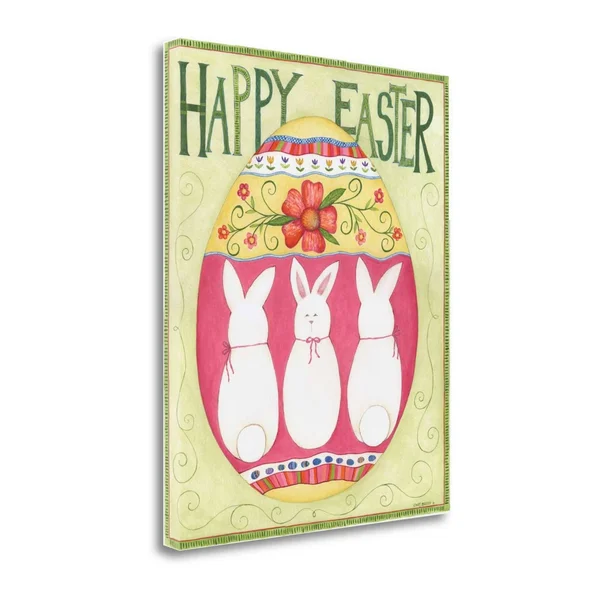 Tangletown Fine Art Easter Happy II by Cindy Shamp - Fine Art Giclee Print on Wrap Canvas, 21x26x22