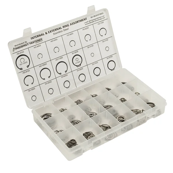 Prospect Fastener RCIX37100SS Stainless Steel External and Internal Ring Assortment - 410 Pieces