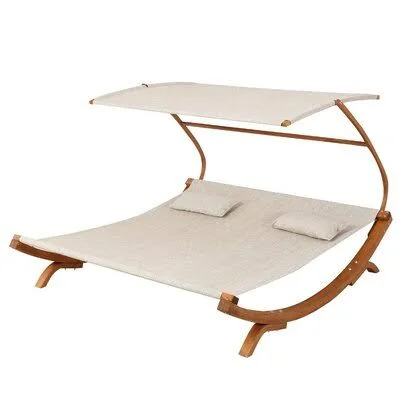 Tillis Double Teak Chaise Lounge with Cushion Mistana