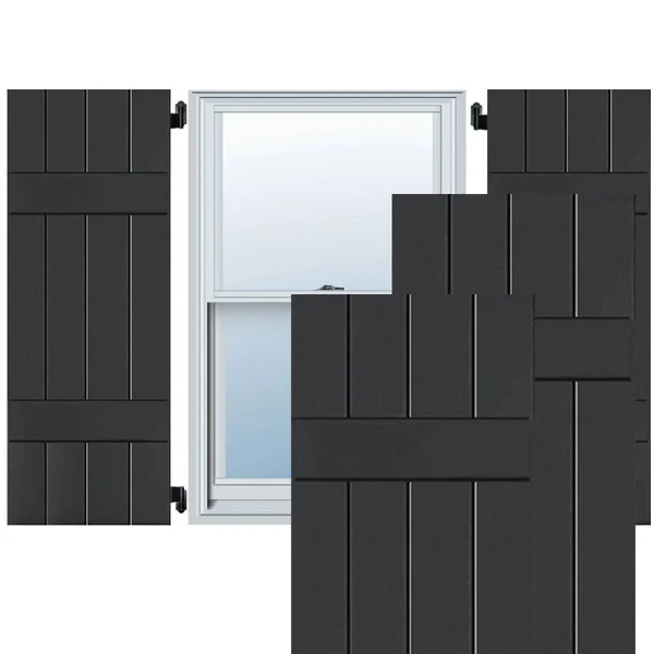 Noralco Industries - Inc. RWB15X029BLP 15x22W x 29x22H Exterior Four Board (2 Batten) Real Wood Pine Board-n-Batten Shutters (Per