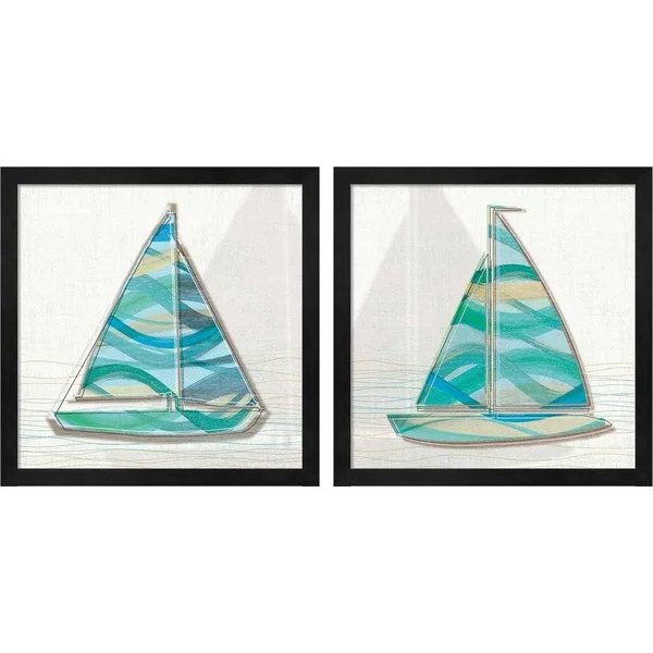 Great Art Now Smooth Sailing by Tandi Venter - 2 Piece Framed Art Set Each 13 inchw x 13 inchh, Size: 13 x 13, Blue