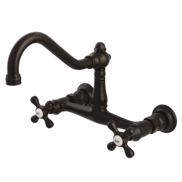 Kingston Brass KS3241AX Vintage 8x22 Wall-Mounted Two-Handle Vessel Sink Faucet, Polished Chrome