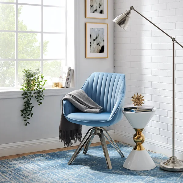 Art-Leon Classical Swivel Office Accent Arm Chair with Chrome Legs - Silver Leg - Stardew