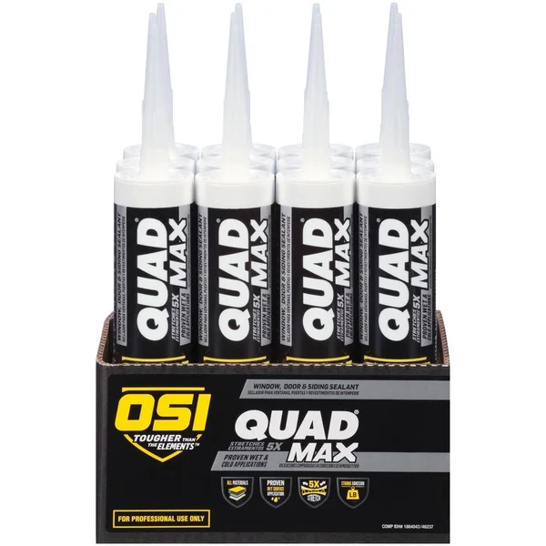 OSI Quad Max 9.5 fl. oz. Gray #528 Exterior/Interior Window Door and Siding Sealant (12-Pack) 1869466