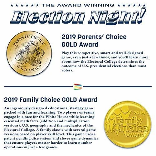 Semper Smart Games Election Night! Board Game - Winner of 2019 Parents Choice Gold Award. A Super Fun Way to Learn Essential Mat