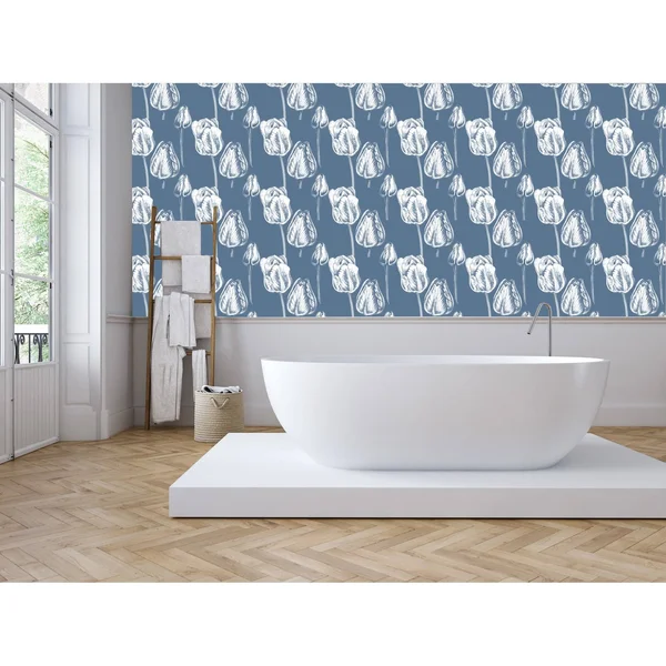 Hartous Vintage Tulips Removable Wallpaper, Size: 10&Large x 24W, Gray
