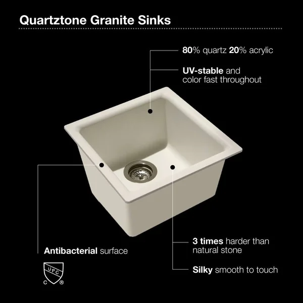 Houzer E-100 Quartztone Series Granite Dual Mount Bar/Prep Sink, Sand