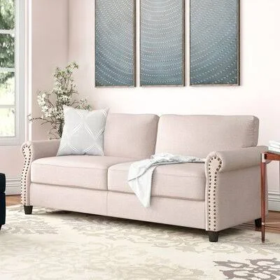 Yana 77x22 Linen Rolled Arm Sofa Charlton Home Upholstery: Beige