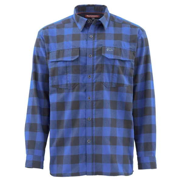 Simms Coldweather Long Sleeve Shirt Rich Blue Buffalo Plaid; 3XL