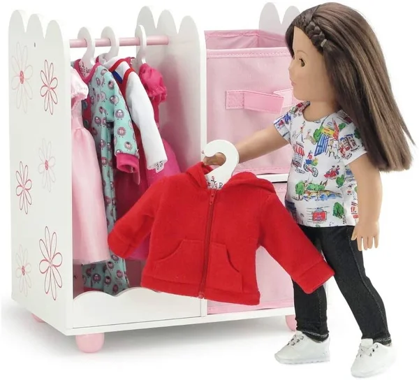 18 inch Doll Storage Clothes Open Wardrobe Furniture Fits 18x22 American Girl Doll