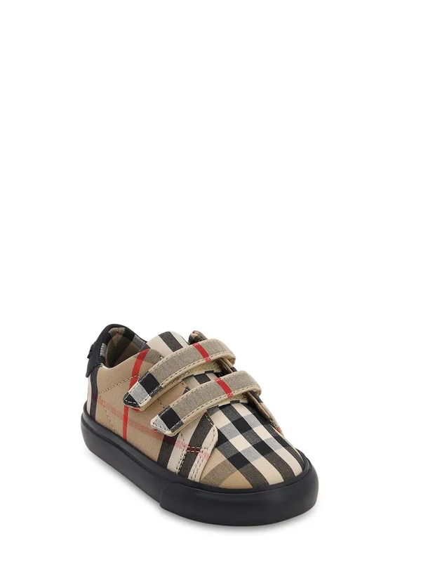 Burberry Unisex Mini Markham Check Low-top Sneakers - Walker - Toddler - Black