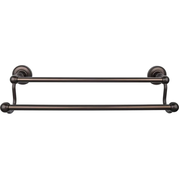 Top Knobs ED7ORBA Edwardian Bath 18x22 Double Towel Bar - Oil Rubbed Bronze - Beaded Backplate