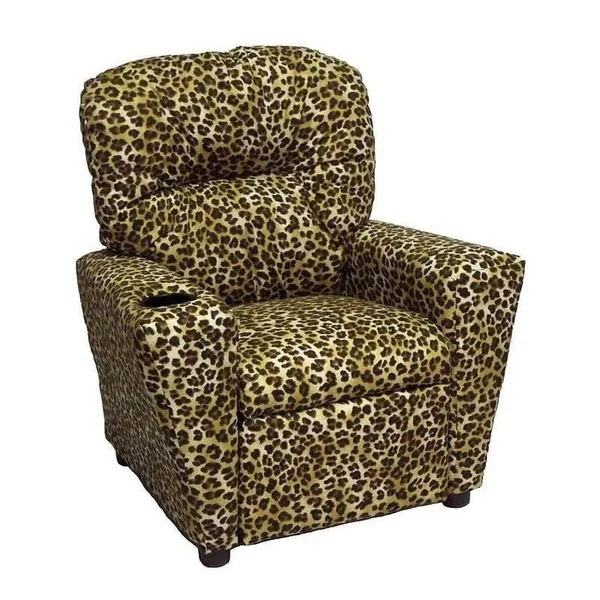 Brazil Furniture Home Theater Children's Cotton Recliner with Cup Holder Color: Vinyl Blue